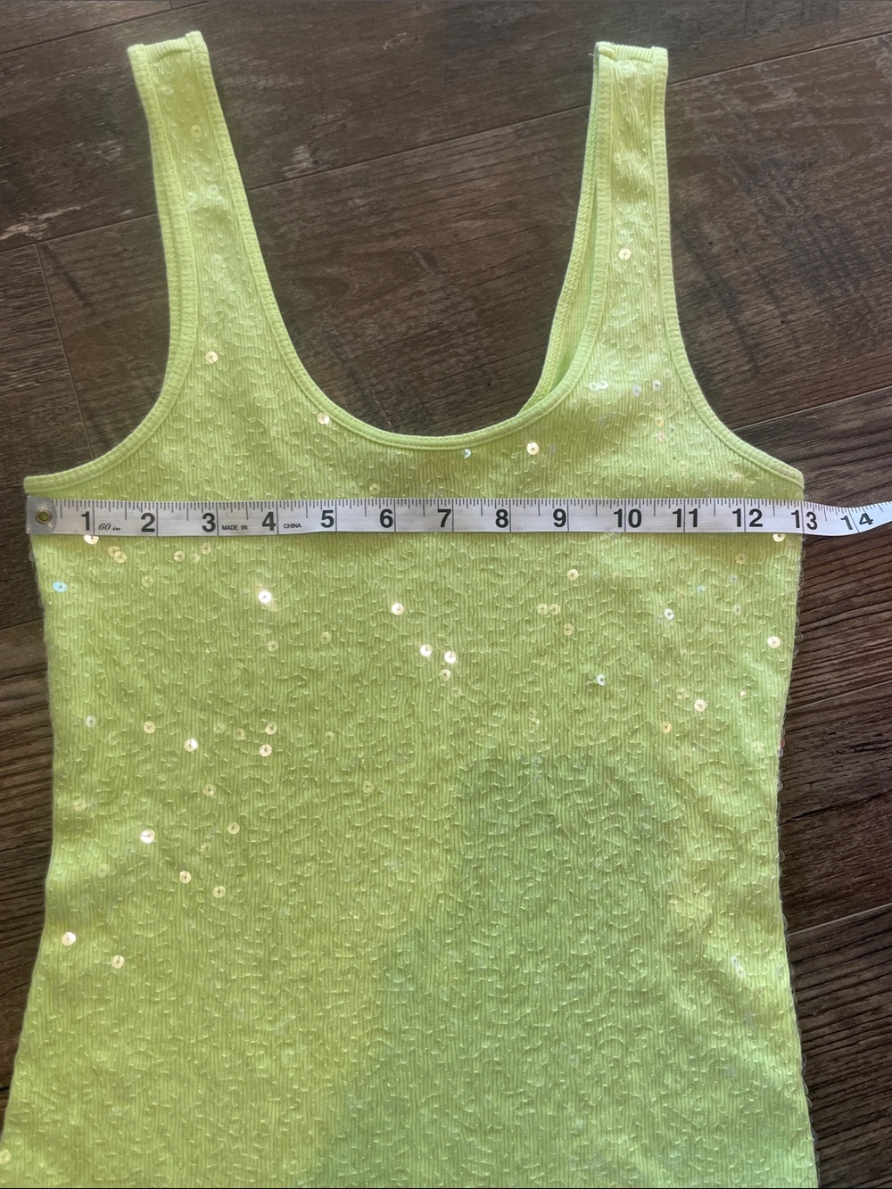 Express Lime Green Sequin Tank Top Size Small - Picture 5 of 6